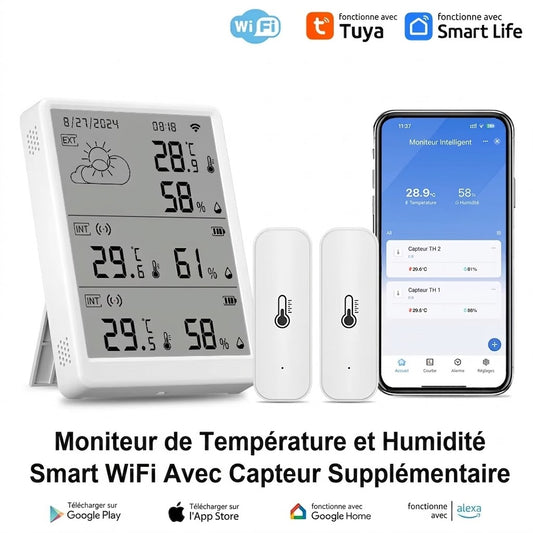 Station Météo WiFi Connectée — Thermomètre Hygromètre Intérieur/Extérieur