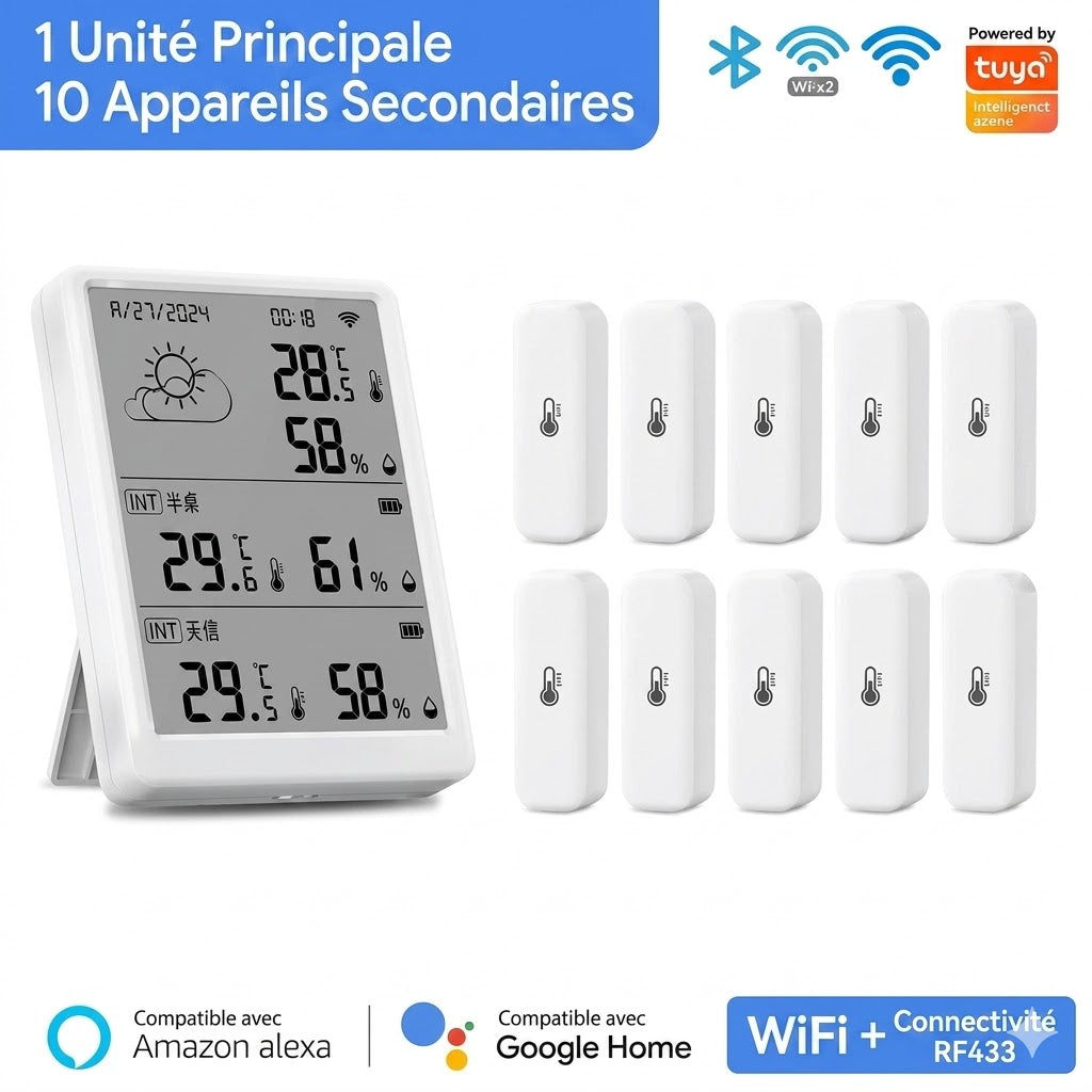Station Météo WiFi Connectée — Thermomètre Hygromètre Intérieur/Extérieur