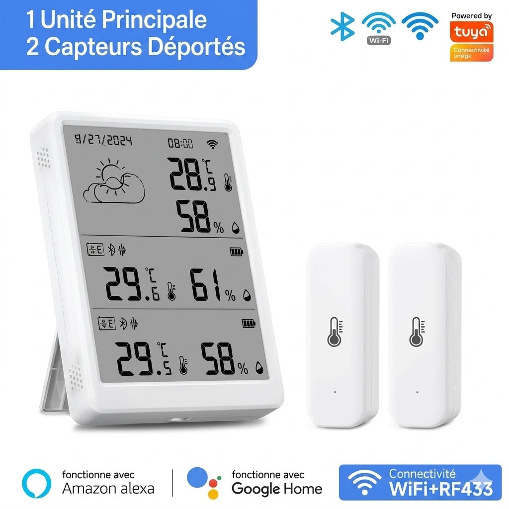 Station Météo WiFi Connectée — Thermomètre Hygromètre Intérieur/Extérieur