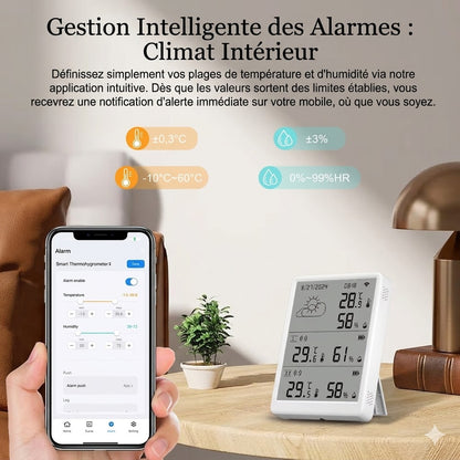 Station Météo WiFi Connectée — Thermomètre Hygromètre Intérieur/Extérieur