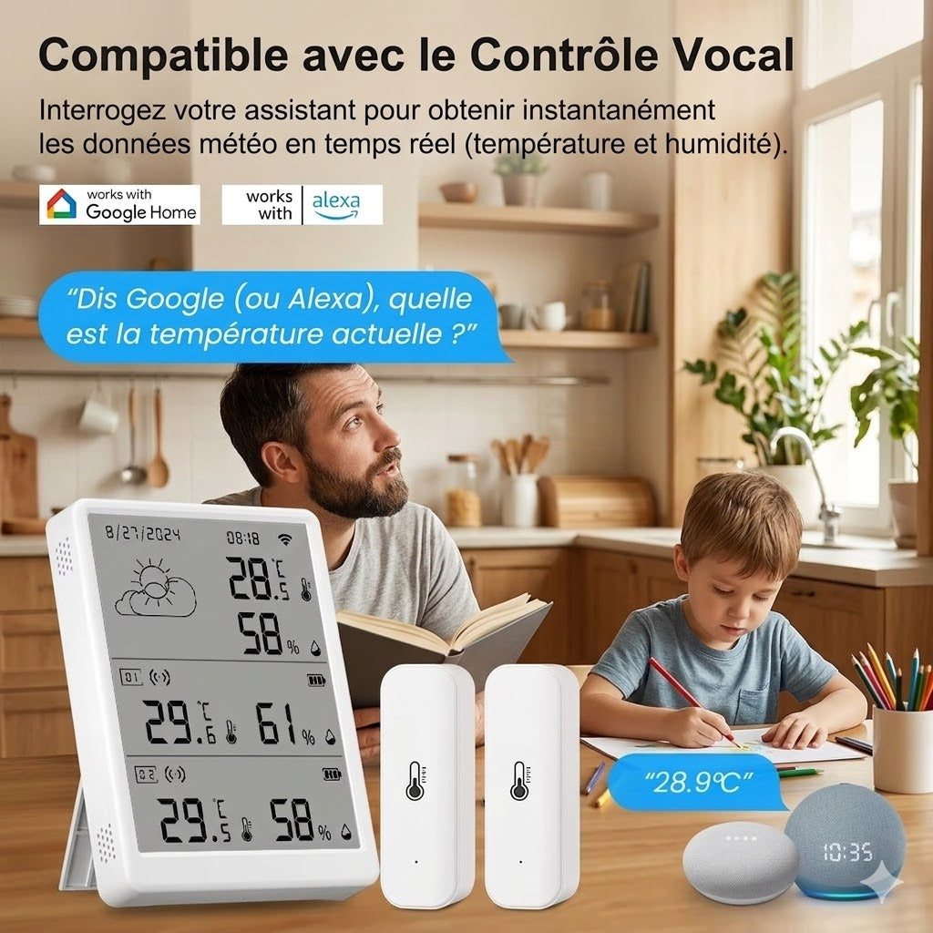 Station Météo WiFi Connectée — Thermomètre Hygromètre Intérieur/Extérieur