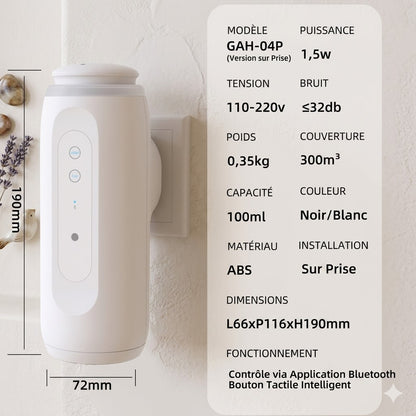 Diffuseur d’Huiles Essentielles Sans Eau Intelligent – Prise Murale, Parfum Automatique & Contrôle Bluetooth
